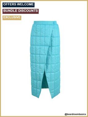 High Waist Quilted Puffer Wrap Midi Skirt Polyester Front Split Winter